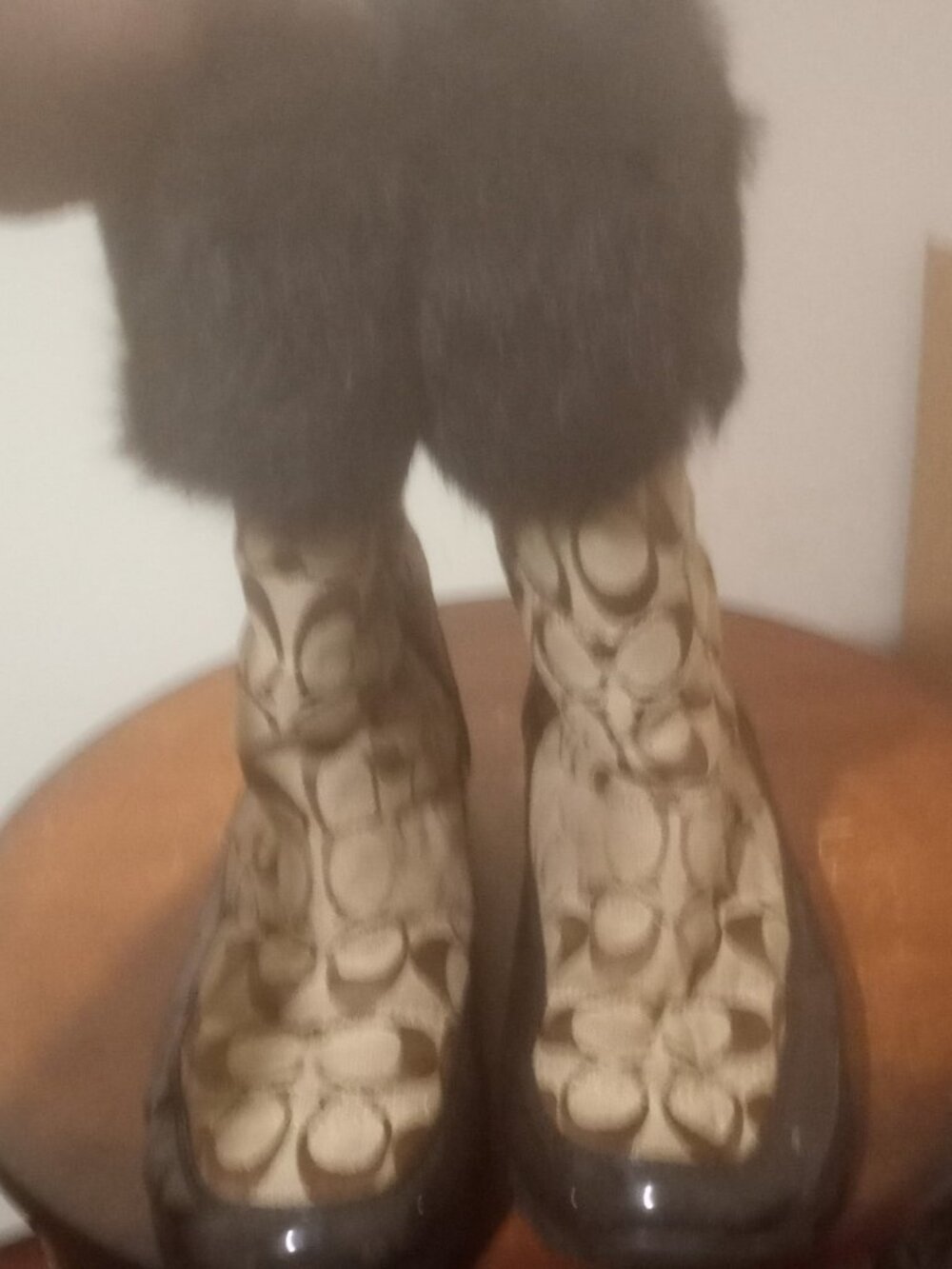 Coach Joyous Brown Faux Fur Mid-Calf Snow Boots Zip Women's Size 8.5B - Picture 6 of 14